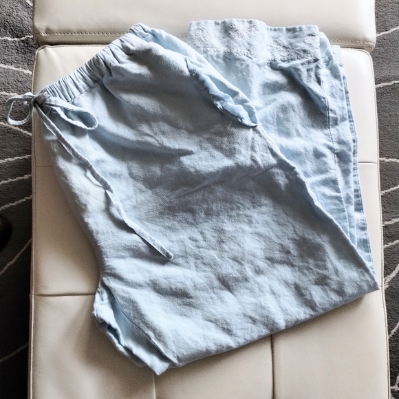 NWOT Blue "Linen Like" Drawstring Pants - Picture 7 of 9